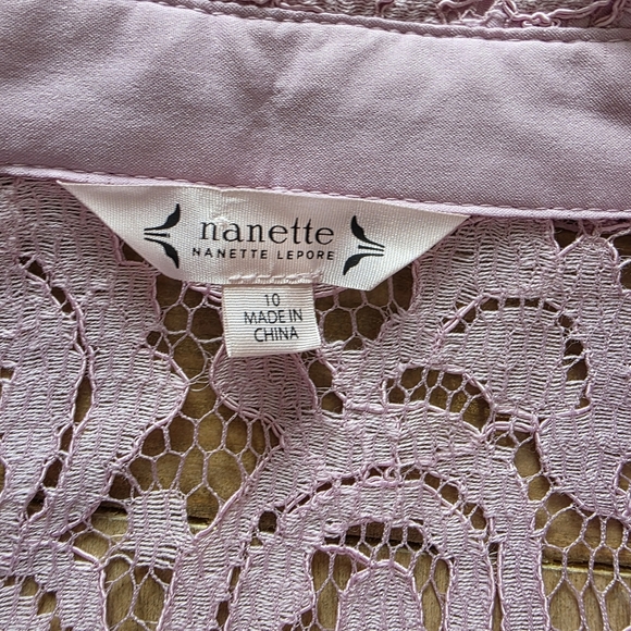NWOT Nanette Lepore Lilac Lace Long Sleeve Shirt Dress – Size 10 - Picture 3 of 12
